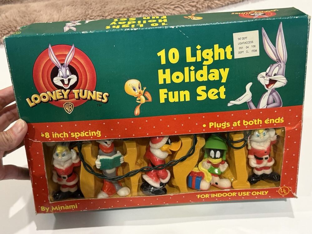 Vintage Warner Bros. 1997 LOONEY TUNES 10 Light Holiday Fun Set WORKS